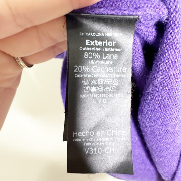 Carolina Herrera Womens Sweater Poncho Wool Cashmere Blend Knit Purple Large - Picture 6 of 6